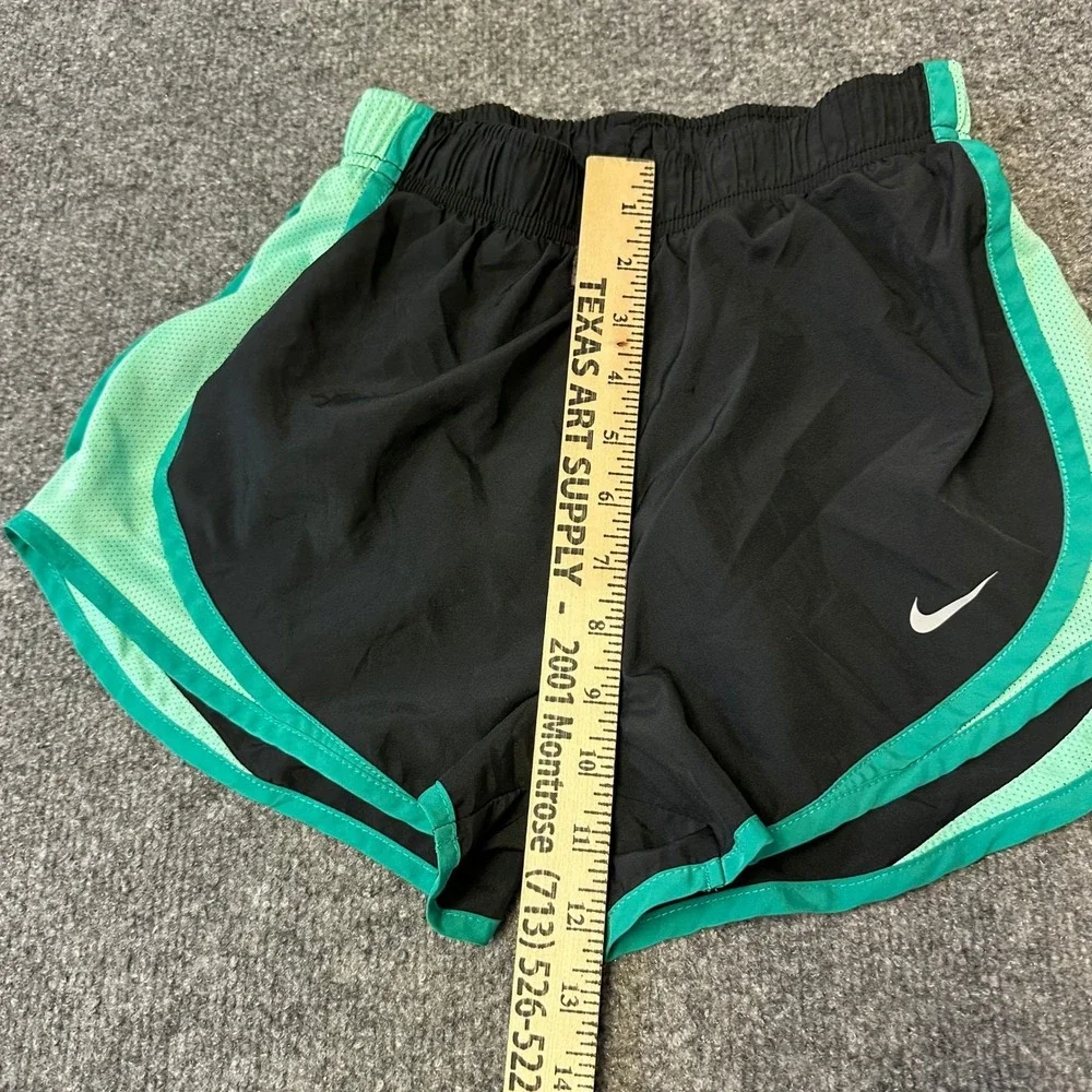 Nike Shorts Womens Size XS Black Teal Dri-Fit Running Athletic Mesh Breathable
